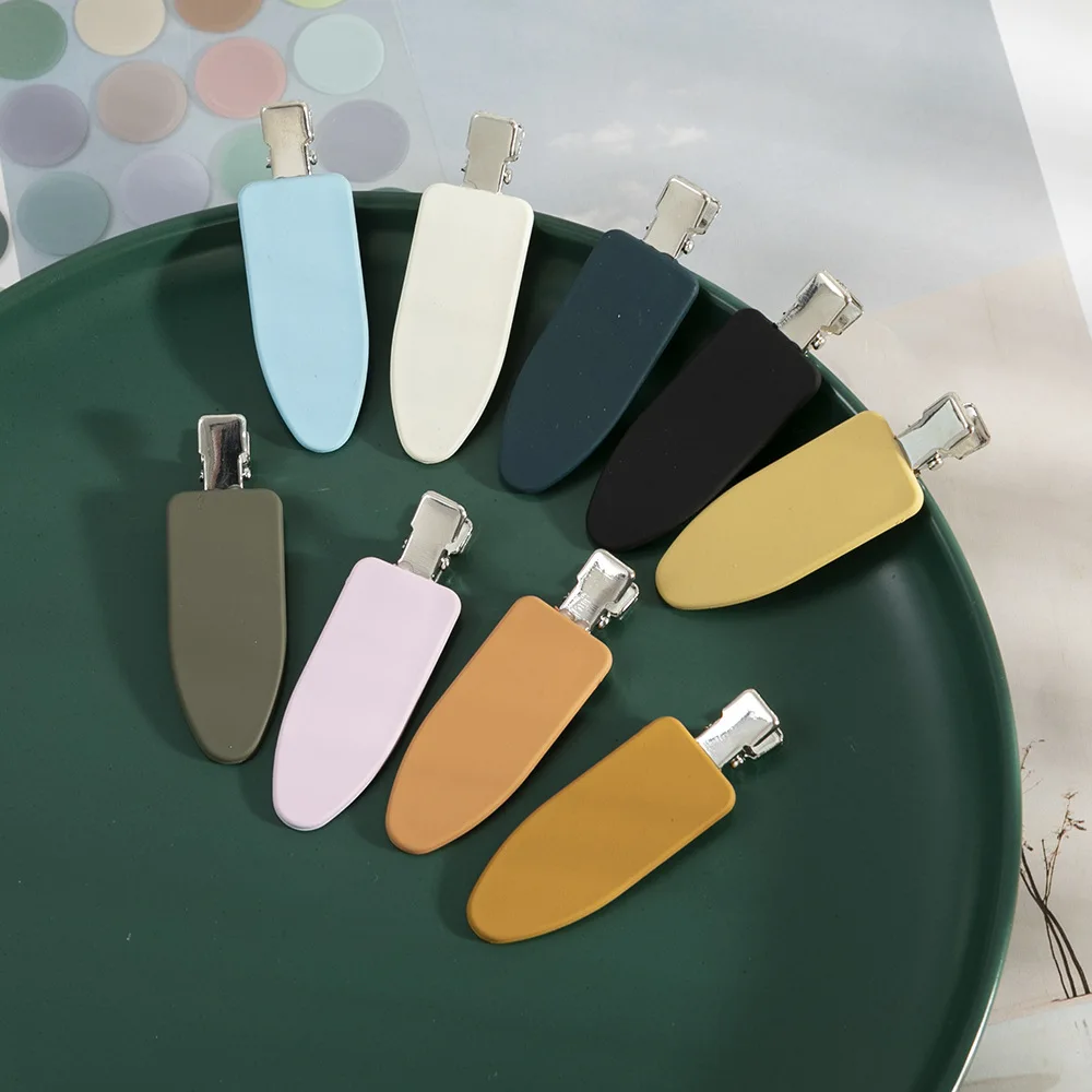 Custom Logo Girls Plain Color Creaseless Flat No Bend Hair Clips for Makeup Accessories