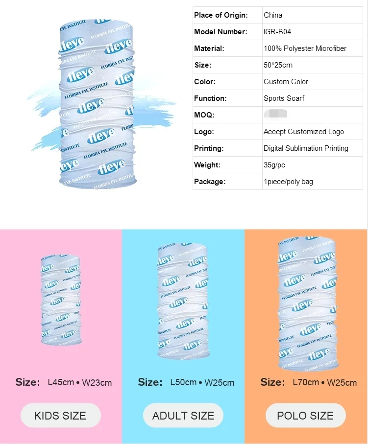 Wholesale Customised Cotton Polyester Fabric Square Screen Digital Printing Scarf OEM Design Custom Made Personal Logo Bandana