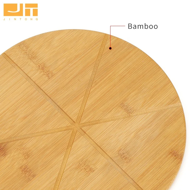 Factory Direct Bamboo Pizza Board With Groove Easy To Cutter Serving Board For Restaurant