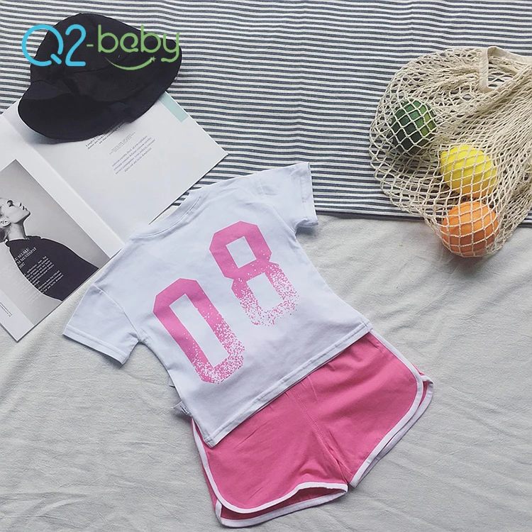 Q2-baby Newborn Clothes Sleeveless Cotton T Shirt  + Shorts Girls Boy Clothing Set