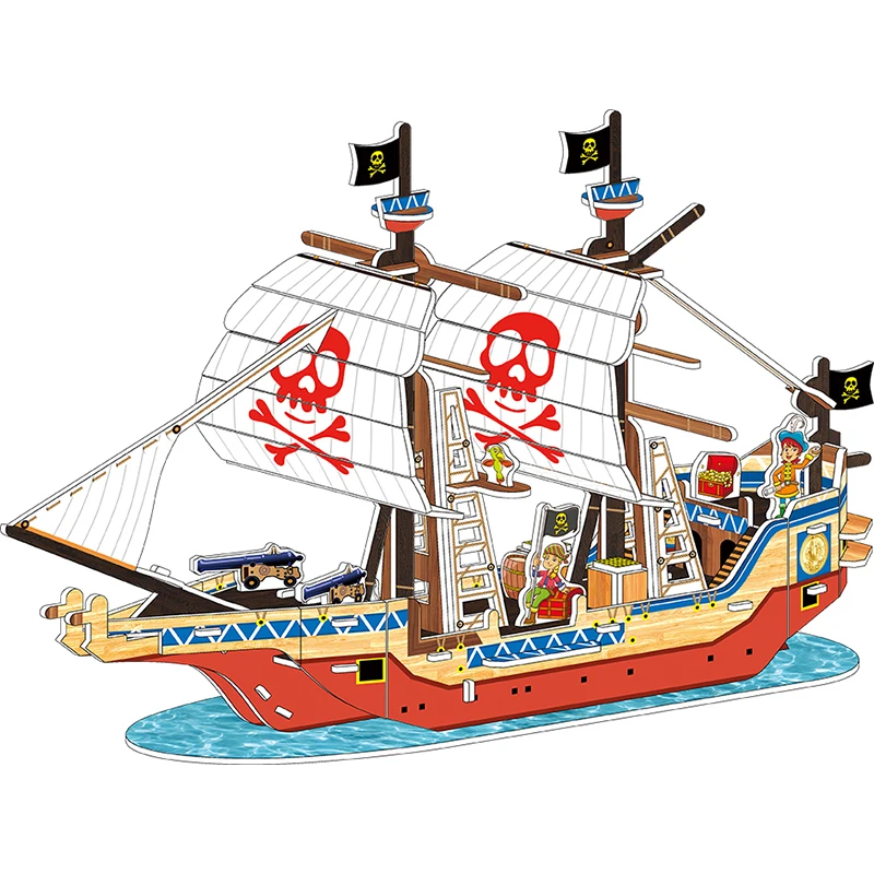 Viking Pirate Ship Toy Puzzle Promotion Toy 3D Paper Puzzle Gifts
