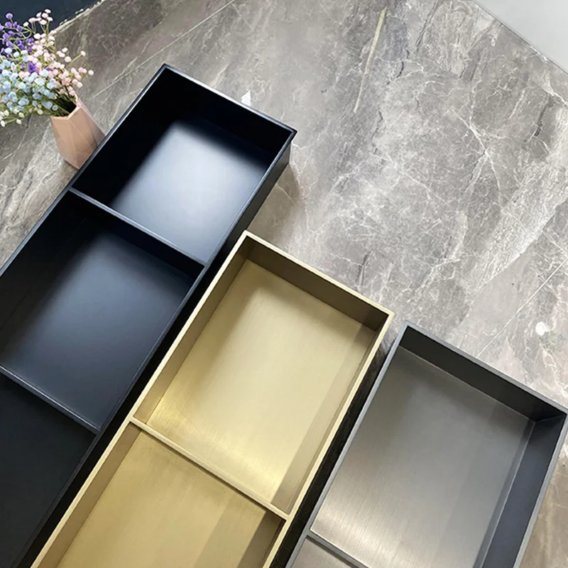 New Stainless Steel Shower Niche Brushed No Tile Needed Niche Shower Recessed Shower Shelf Without Flange for Bathroom Storage