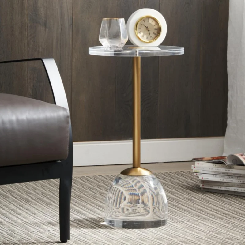 New Arrival Modern Light Luxury Style Transparent Lucite Acrylic Side Table with Golden Metal Rope for Home Decor
