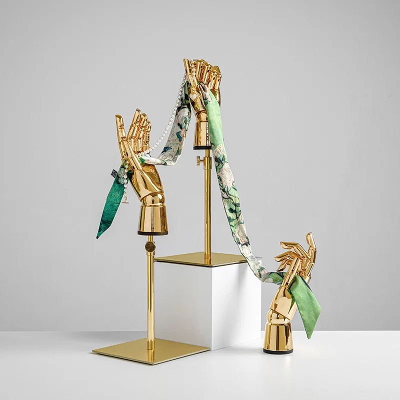 Hand Mold Props Clothing Store Window Display High-grade Electroplating Gold Silver Hand Model Articulated Hand Ornaments