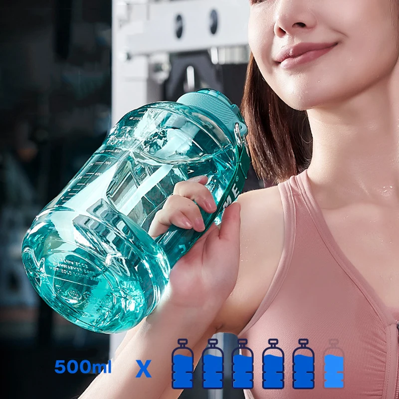 Water Bottles Gym jug bpa free custom logo Plastic Motivational Half gallon/2.2l /one gallon/1 gallon water bottles with sleeve