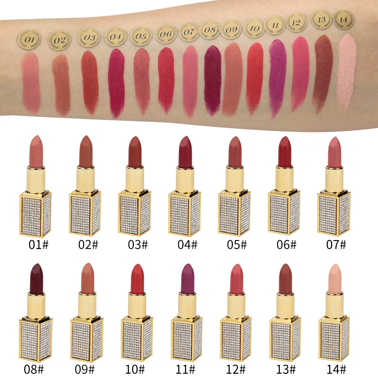 High Quality Low MOQ Luxury Custom Logo Lipsticks Matte 24 Hours Matte Cream Lipstick Private Label