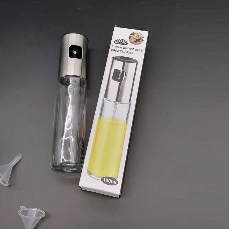 
3-piece Oil Sprayer Set Olive Oil Dispenser for Cook, Oil Dispenser with Brush Funnel, Glass Sprayer Bottle with Measurements 