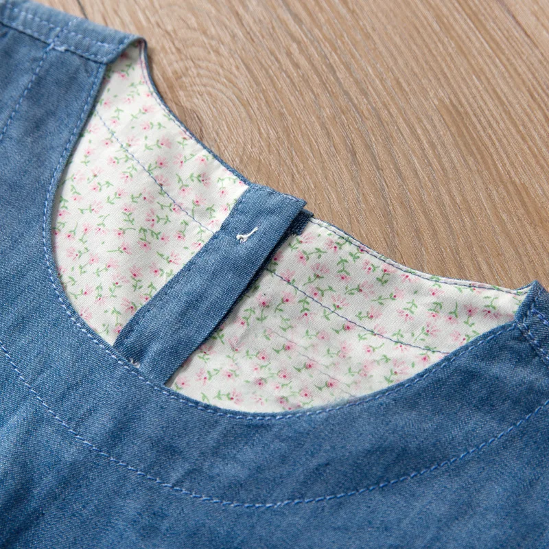 2022 European and American dragonfly embroidery girls denim dress