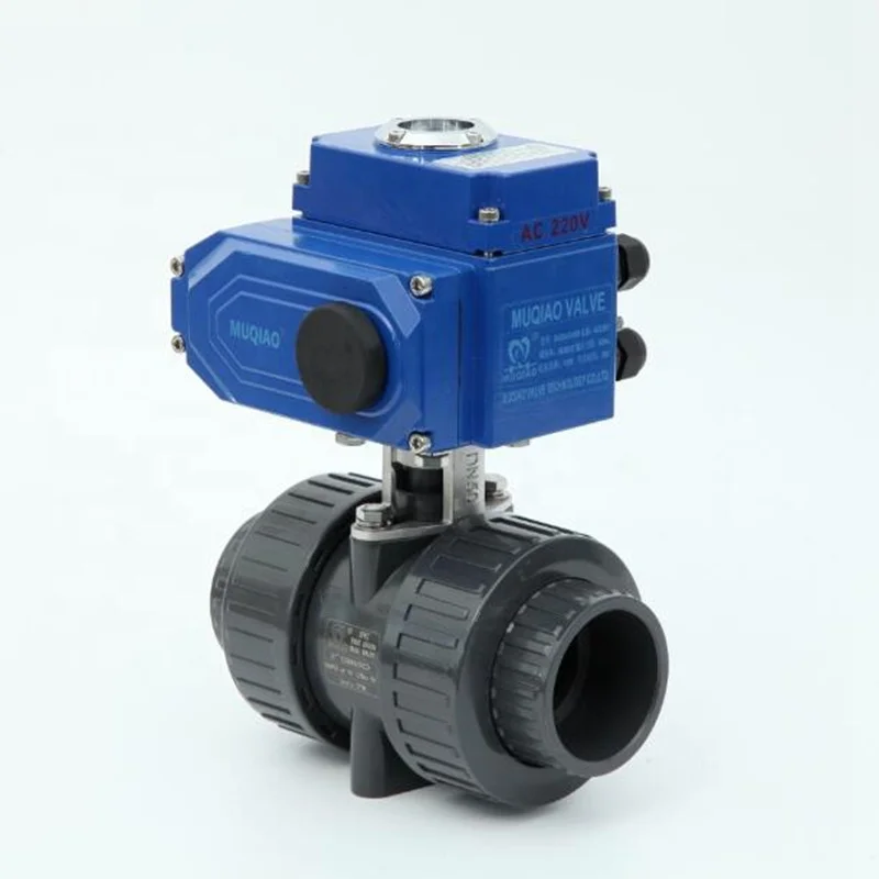 1/2in-4in 12v 24v pvc rotary actuator electric valve electric motorized remote control  two ways straight type plastic UPVC ball