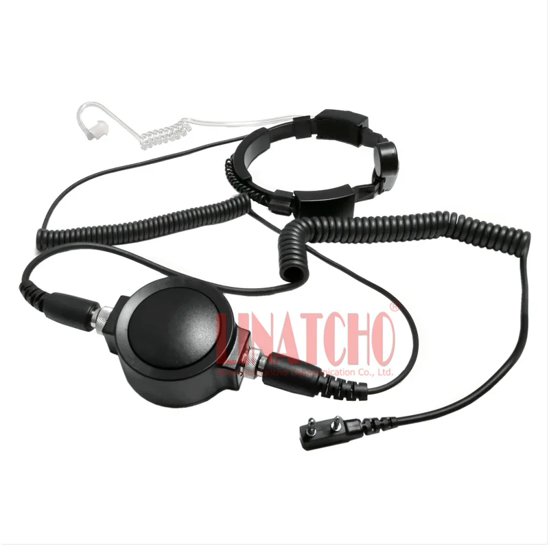 2 pins K type TYT Baofeng Radio Walkie Talkie Heavy Duty Tactical Throat Mic Big PTT Earpiece Headset