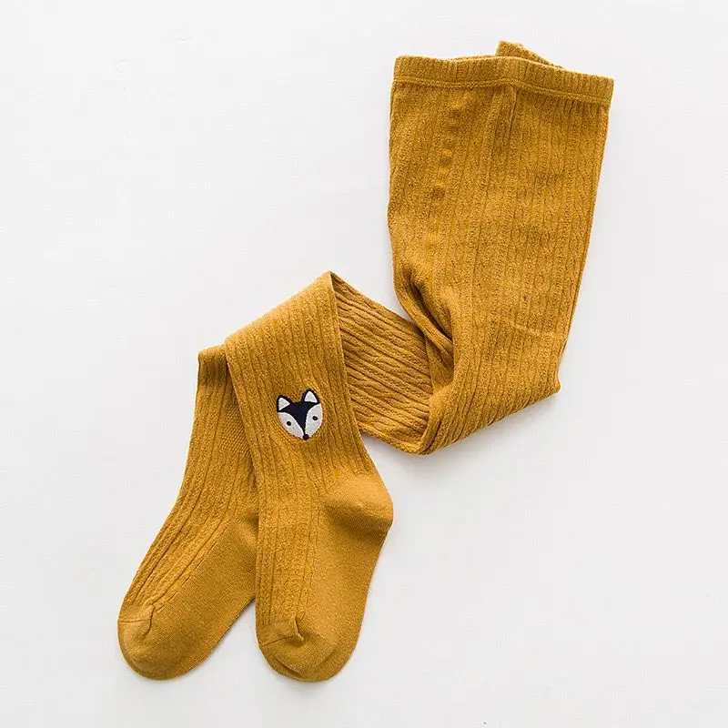 Wholesale Korean Fashion Embroidery Cartoon Animals Baby Tights Soft Cotton Best Kids Girls Pantyhose Tights