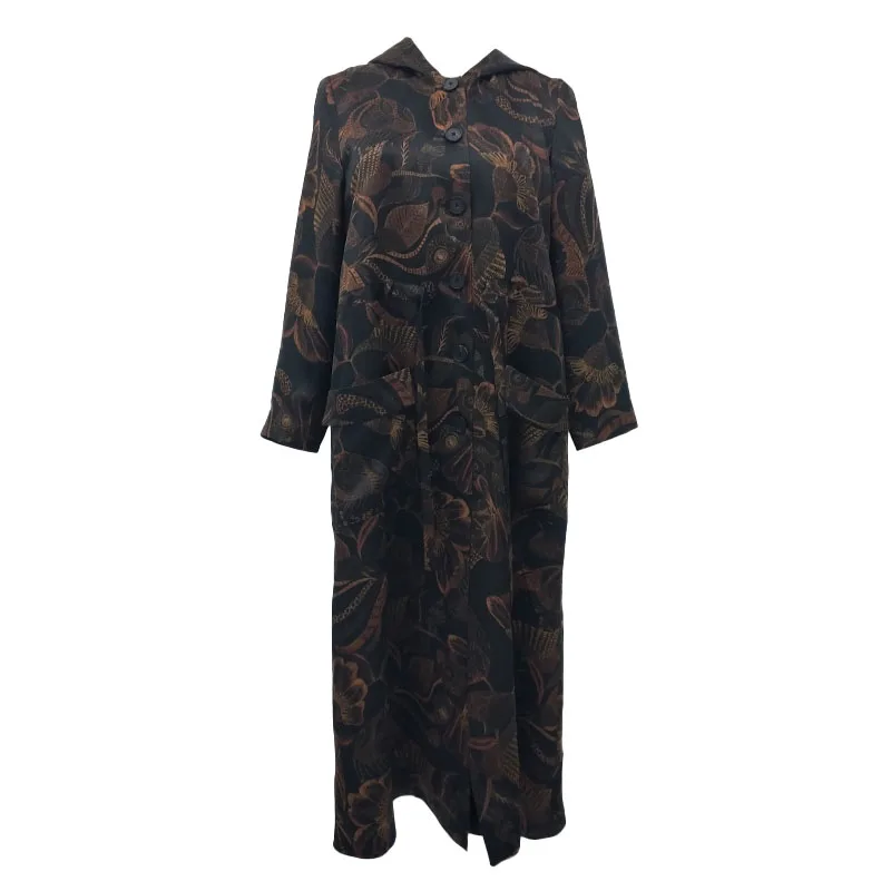 China Suppliers Casual Adult Women Trench Silk Clothes Coat With Hoodie