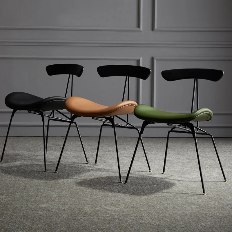 Industrial Style Modern Design Dining Room Chair With Metal Legs And Leather Seating For Restaurant Furniture Bar Furniture