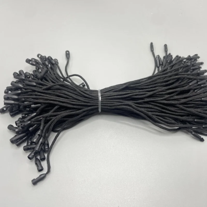 Manufacturer Black Polyester Seal Rope Bullet Tag Lanyard Garment Cotton Rope With Plastic Clip 1000 pcs can be used