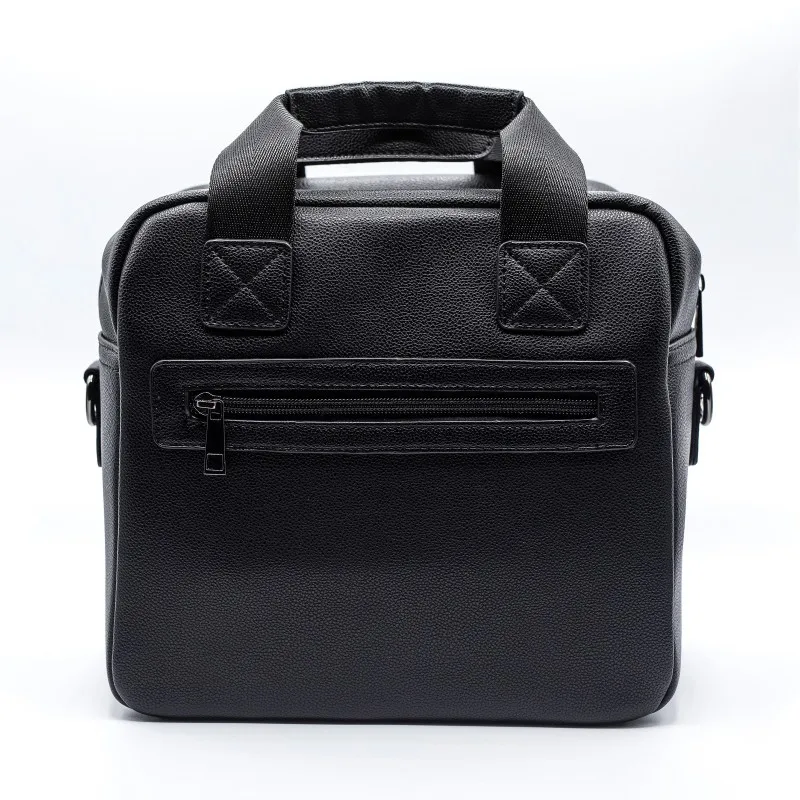 Black Lunch Box Bag For Men & Women Portable Leather Small Lunch Cooler Bag Handheld Insulated Lunch Bag