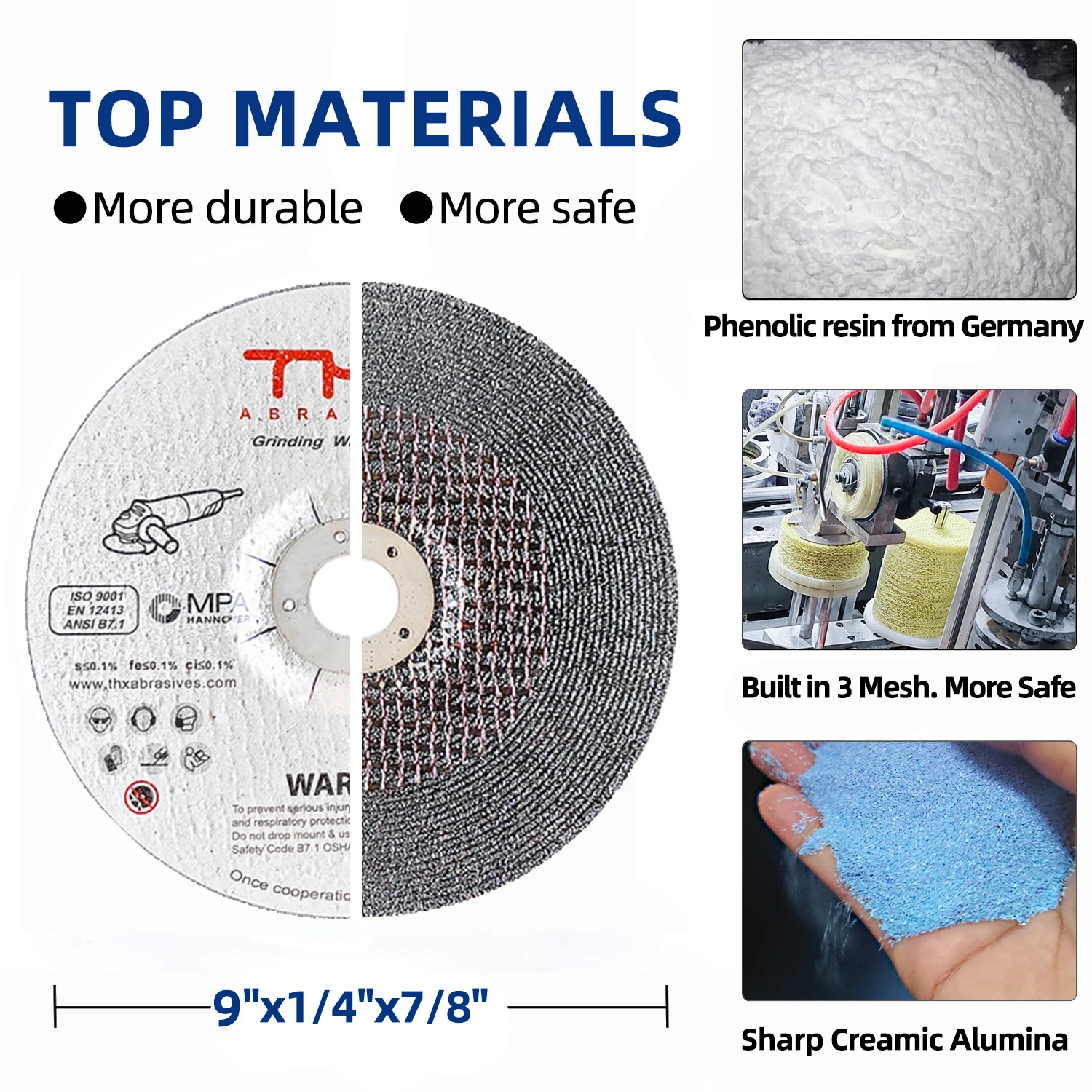 Disc for Grinding 9 x 1/4 x 7/8 Cerium Oxide Grinding Disc Price 230x6x22.23mm