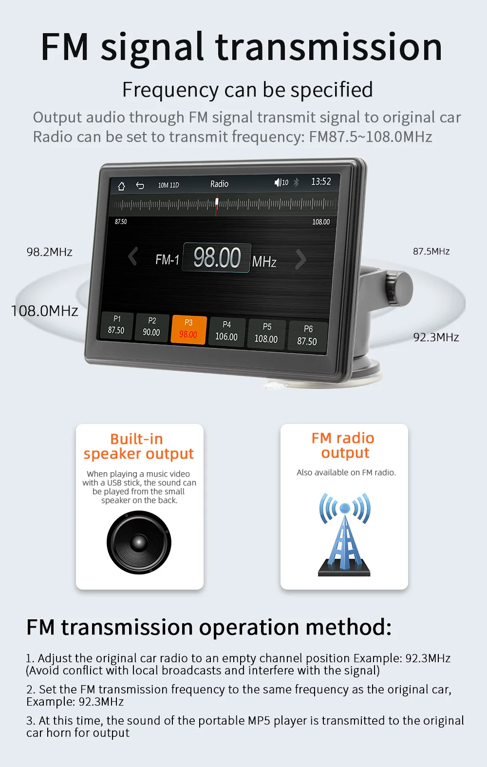 Xlintek X500W 7' Car DVD Player Car Monitor Car Radio Mp5 Player Carplay with Carplay Android Auto