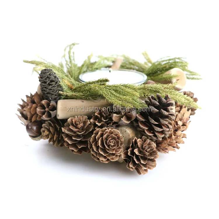 Dining table candle Christmas decorations original style soy wax candles pine cone home decor green Christmas candles