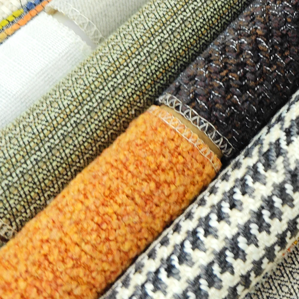 Jacquard Woven Soft Boucle Wool Microfiber Summer Couch Fabric for Modern Minimalist Italian Sofa Velvet Golden Textiles