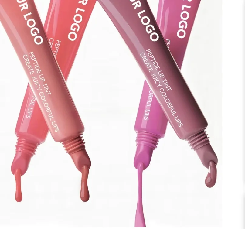 Custom Logo Tinted Lips Balm Peptide Lip Treatment Vegan Plumper Lipgloss Private Label Lip Balm
