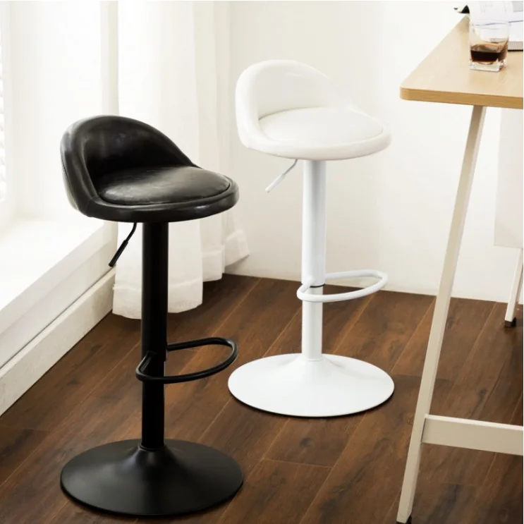 Modern Black Adjustable Height Cheap High Swivel Chromed Base Bar Stools PU Leather Bar Chair For Sale