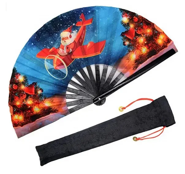 custom printed 13 inches large rave clack hand fan