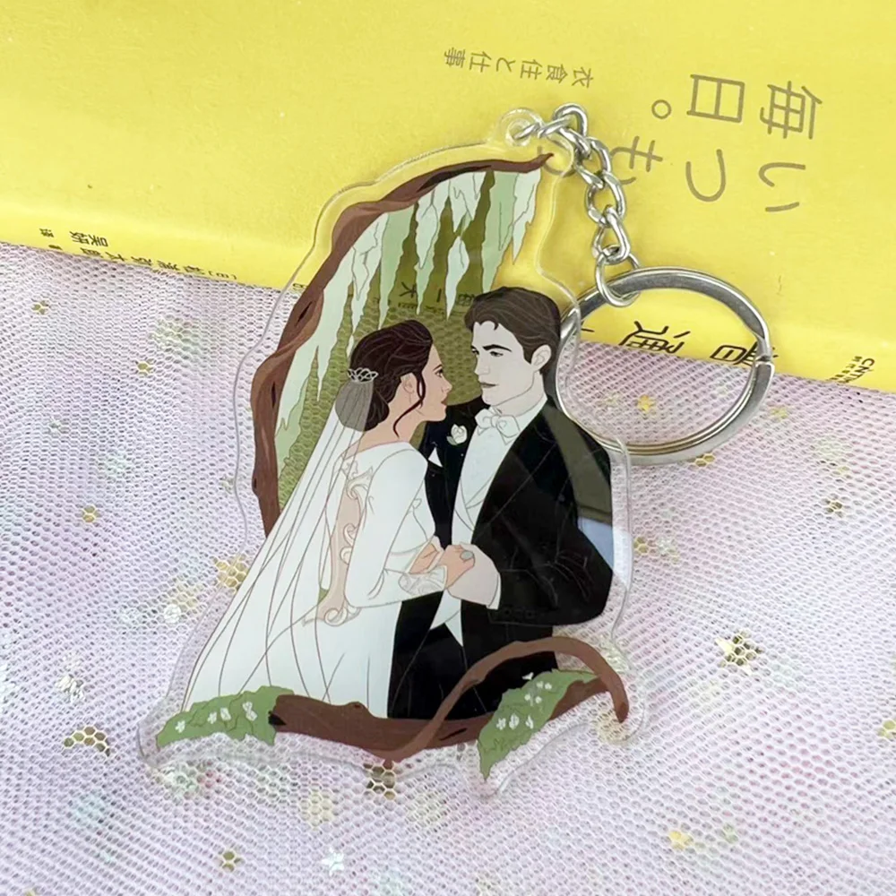 Customized acrylic gradient transparent keychain epoxy acrylic charms with anime image printed