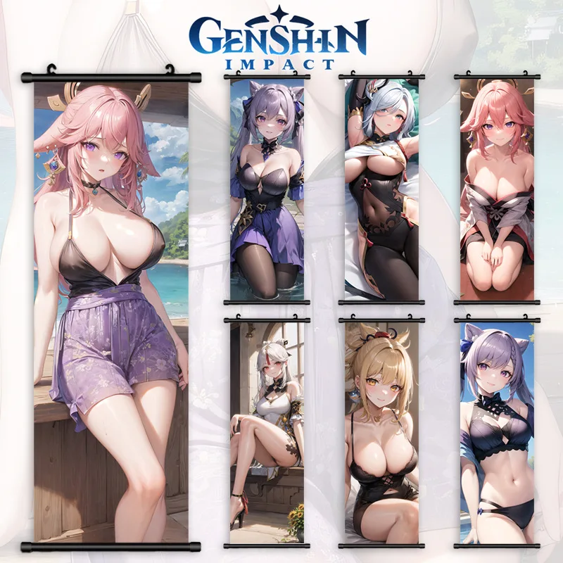 Genshin Game Hanging Axis Painting Lightning General Gaming Room Decorative Painting Comic Exhibition Poster Hanging Painting