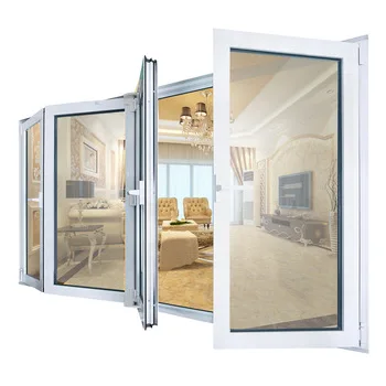 Aluminium Factory Cheap Price Dark Khaki Accordion Window Triple Glazed Fold sliding Glass Windows