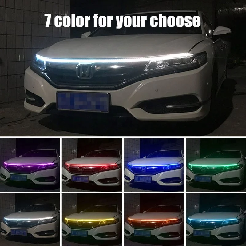 Led Car Hood Lights Strip Universal Engine Hood Guide Decorative Light Bar Auto Headlights Car Daytime Running Light