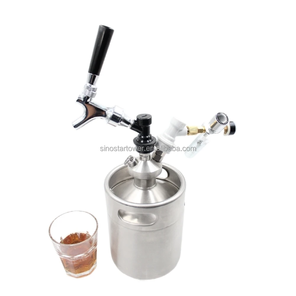 Mini Beer Keg Glower Wine Wholesale Vacuum Package Barrel Keg Beer Stainless Steel Use 5 Liter Craft Brewing Use or Homebrew