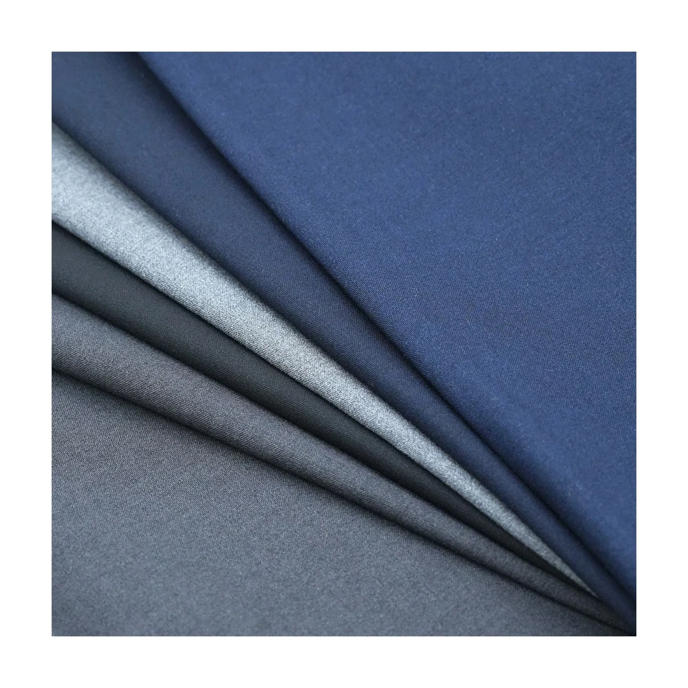 Wholesale In-Stock Plain Blue Grey  TRW Fabric Wool/Polyester Blend Fabric for Suit Garment