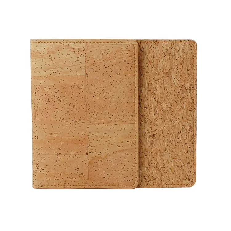 Custom Designer Natural Eco-friendly Cork Cover Passport Case with Card Slots Cheque Travel Wallet