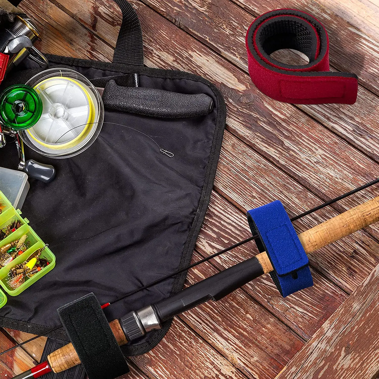 custom Stretchy fishing rod straps Gear rod ties reel Fishing Bundle strap Tackle fishing accessories