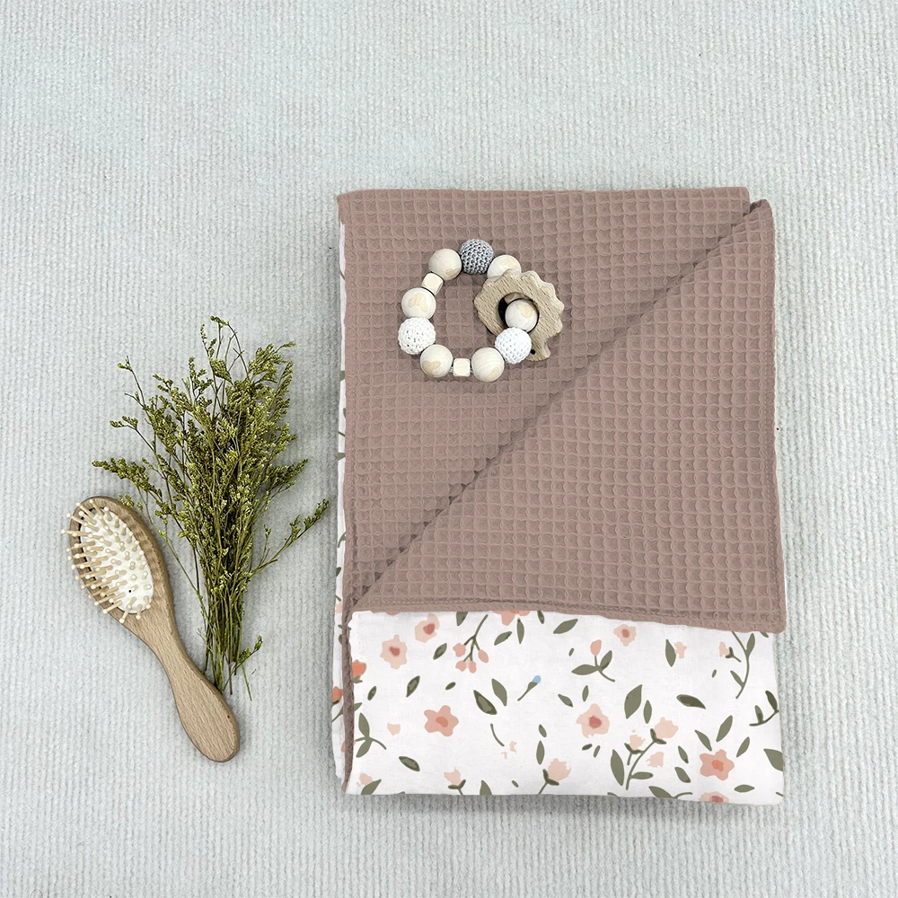 Mildream Waffle Weave Cotton Baby Muslin Blanket Honeycomb Cover Napkin Cooling Baby Blanket Customized Design Newborn Blanket