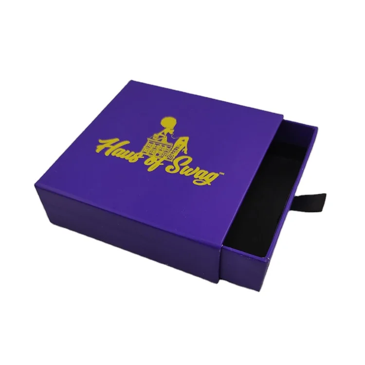 9x9x3cm custom logo printed drawer jewelry boxes packaging for necklace ribbon pull tab