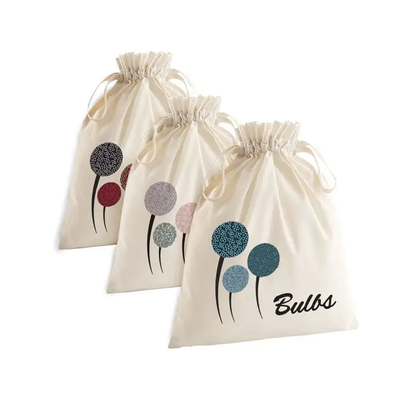 Promotional customized natural cotton drawstring bag with logo printing for packaging