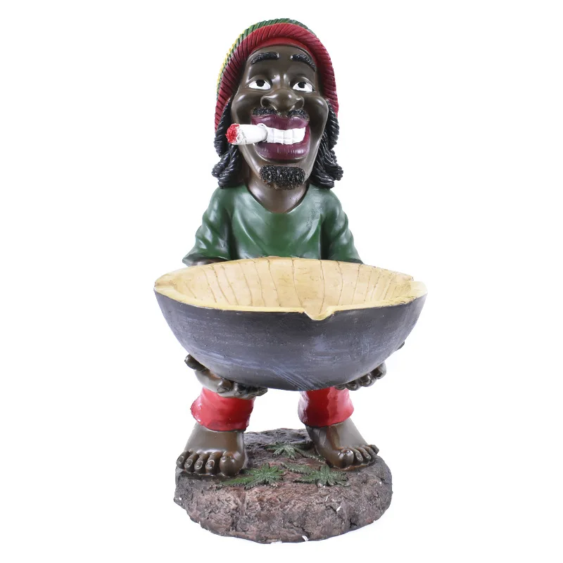 Outdoor Stand Floor Big Ashtray Resin Rasta Jamaican Ashtray