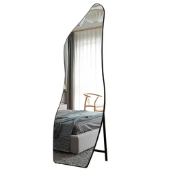 Wholesale Modern Decor Framed Wall Mirror Large Full Length Asymmetrical Irregular Wood 4mm Glass Mirros Custom Shape Wave Glass