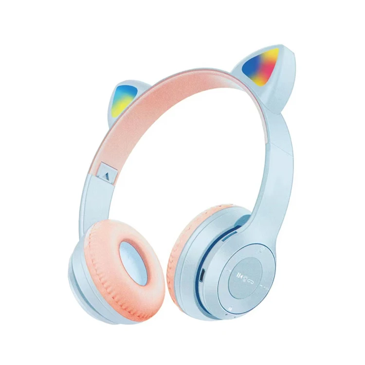 Новейший популярный дизайн складные лидер продаж P47M гарнитура с шумоподавлением Беспроводные стереонаушники со светодиодной подсветкой наушники кошачьими