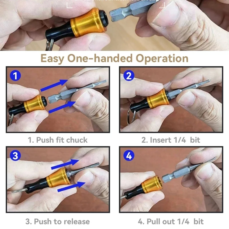 Durable Hex Shank Extension Bar Drill Adaptor Screwdriver Bits Holder Keychain Socket Adapter Fast Change Tough Driver Keychains