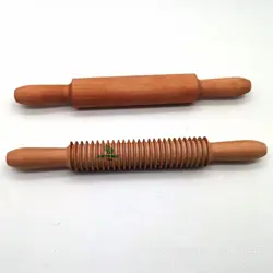 Solid Wood Noodle Integrated Molding Dough Roller Parent Child Stick Beech Engraved Wholesale Wooden Embossed Bake Rolling Pin