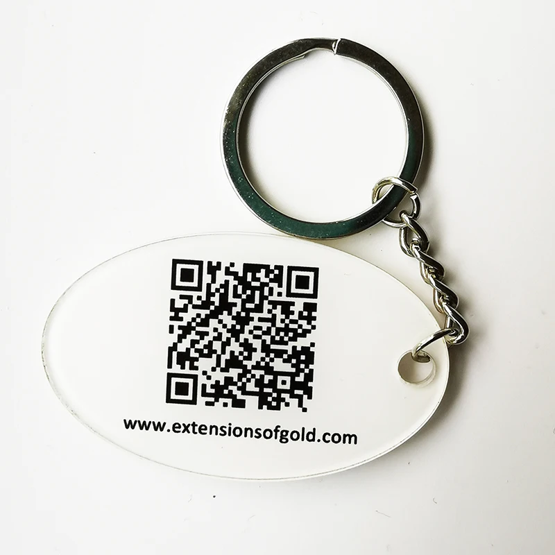Оптовый изготовленный на заказ акриловый брелок напечатанный QR код Бесплатная рекламная реклама
