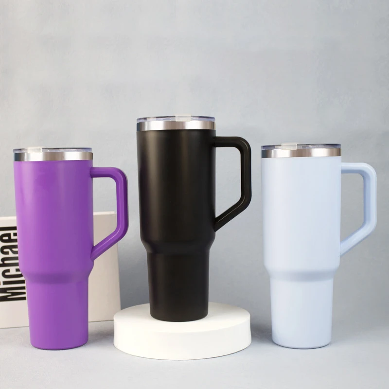40 oz  Reusable Double Wall Vacuum Insulated Stainless Steel Travel Coffee Mug Tumblers with Handle and lid