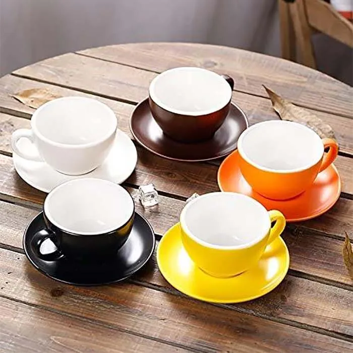  Кофейная чашка и блюдцо для бариста Coffeezone маленькая керамическая кофе с круглым дном капучино или двойного