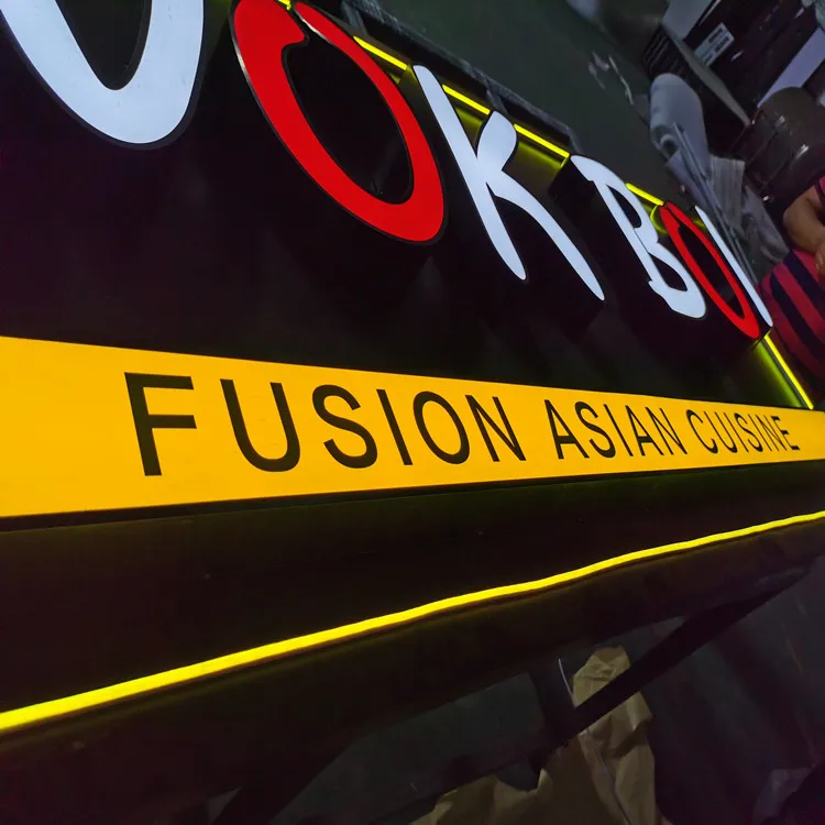 Name boards for shop stainless steel frame sign board channel letter with back panel led pour enseigne