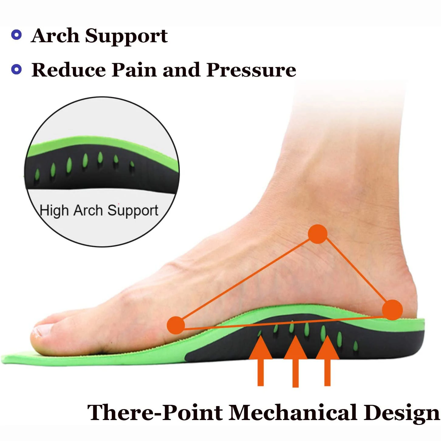 Plantar Fasciitis Arch Support Shoe Inserts Insoles Orthotic Inserts for Flat Feet, Cushioning Shoe Insoles for Foot Pain