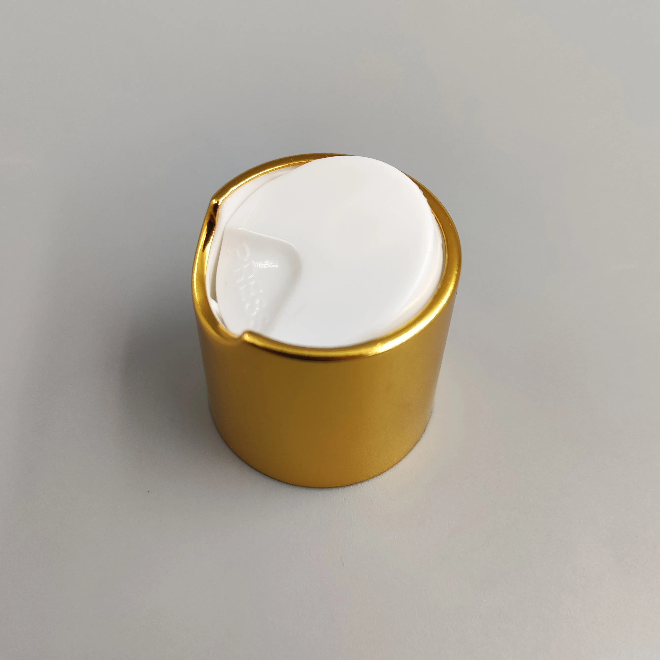 wholesale factory piece  28/410 metal aluminum  gold disc top cap customized for bottles gold matte disc cap