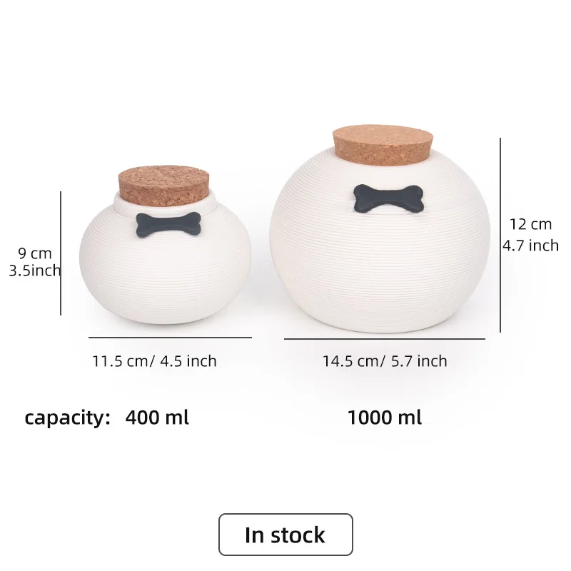 bone design 400/1000ml ceramic urn with wooden stopper pet cremation ashes keepsake urn dog cat china ceramic pet urn