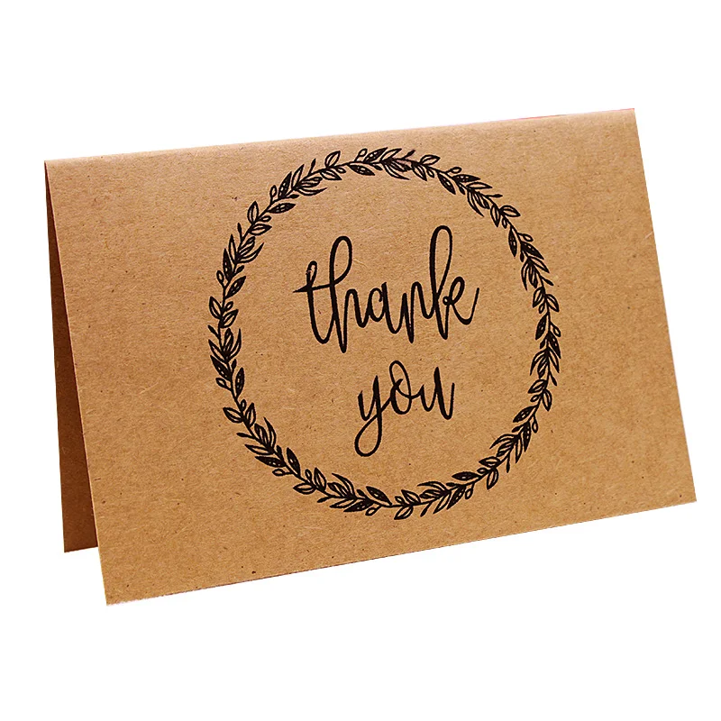Wholesale Custom Printing Personalized Thank You Card Kraft Paper Holiday Small Business Greeting Cards with Envelopes